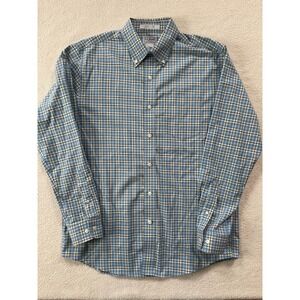 L.L.Bean Button Down Shirt Mens Size Medium Blue Plaid Wrinkle Free 287889 Prep